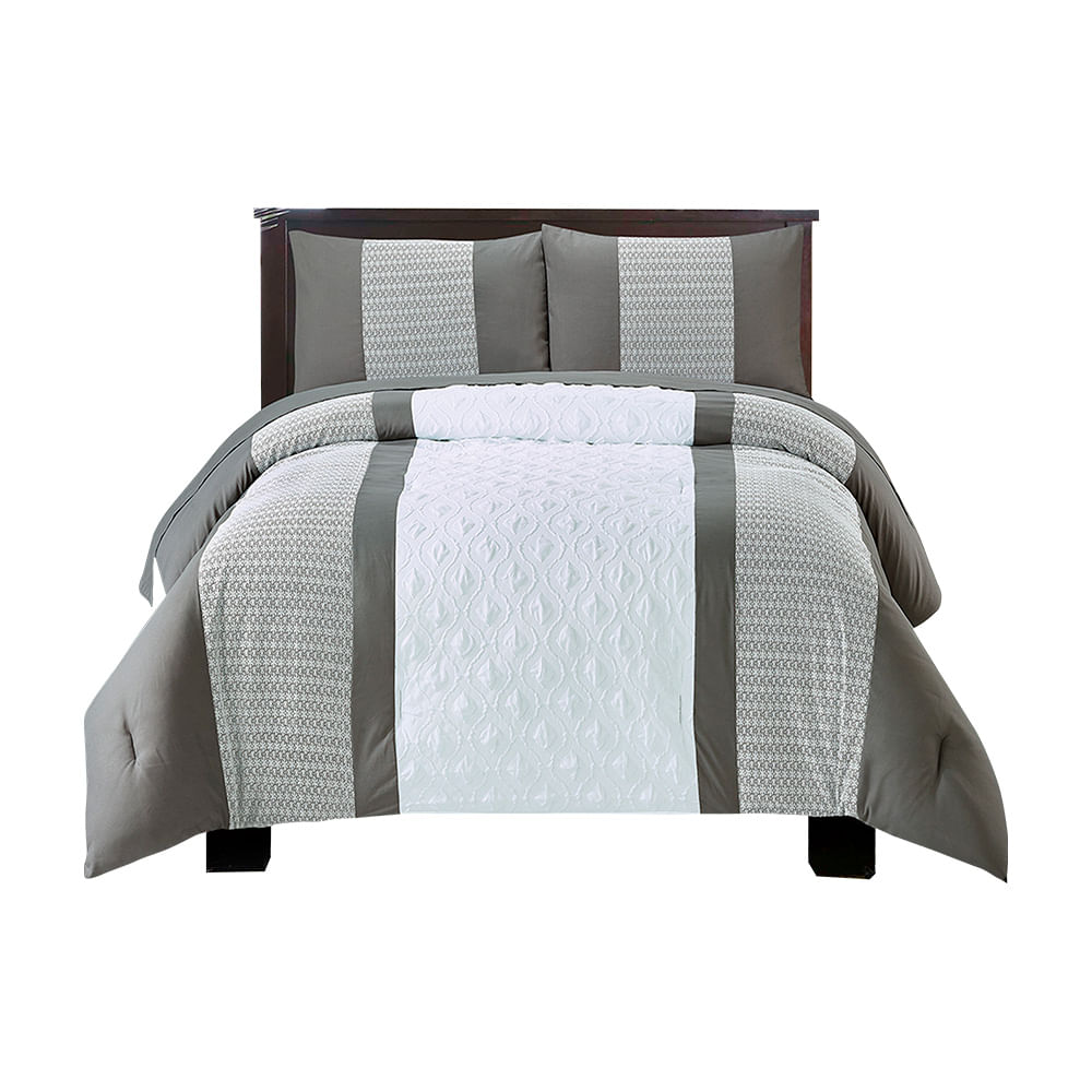 Juego de Edredon Queen 5 Piezas Crinkle Gray - Diunsa