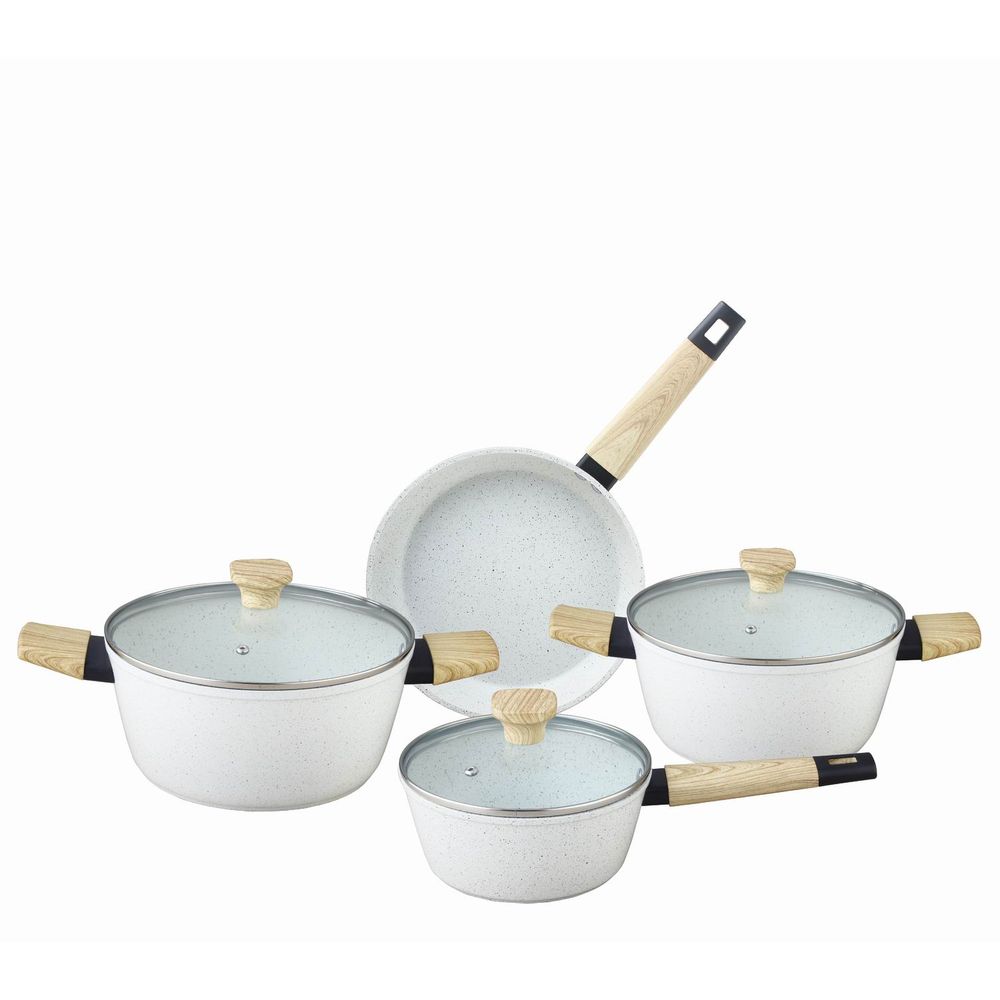 Juego de Ollas de Aluminio Forjado Crema 7 Piezas - Diunsa