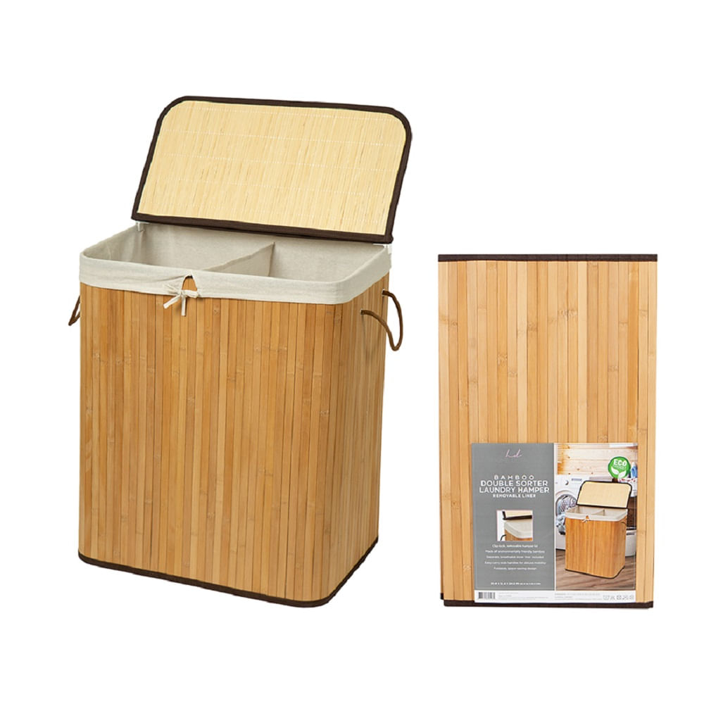 Cesta para Ropa con Doble Compartimiento y Tapa - Diunsa